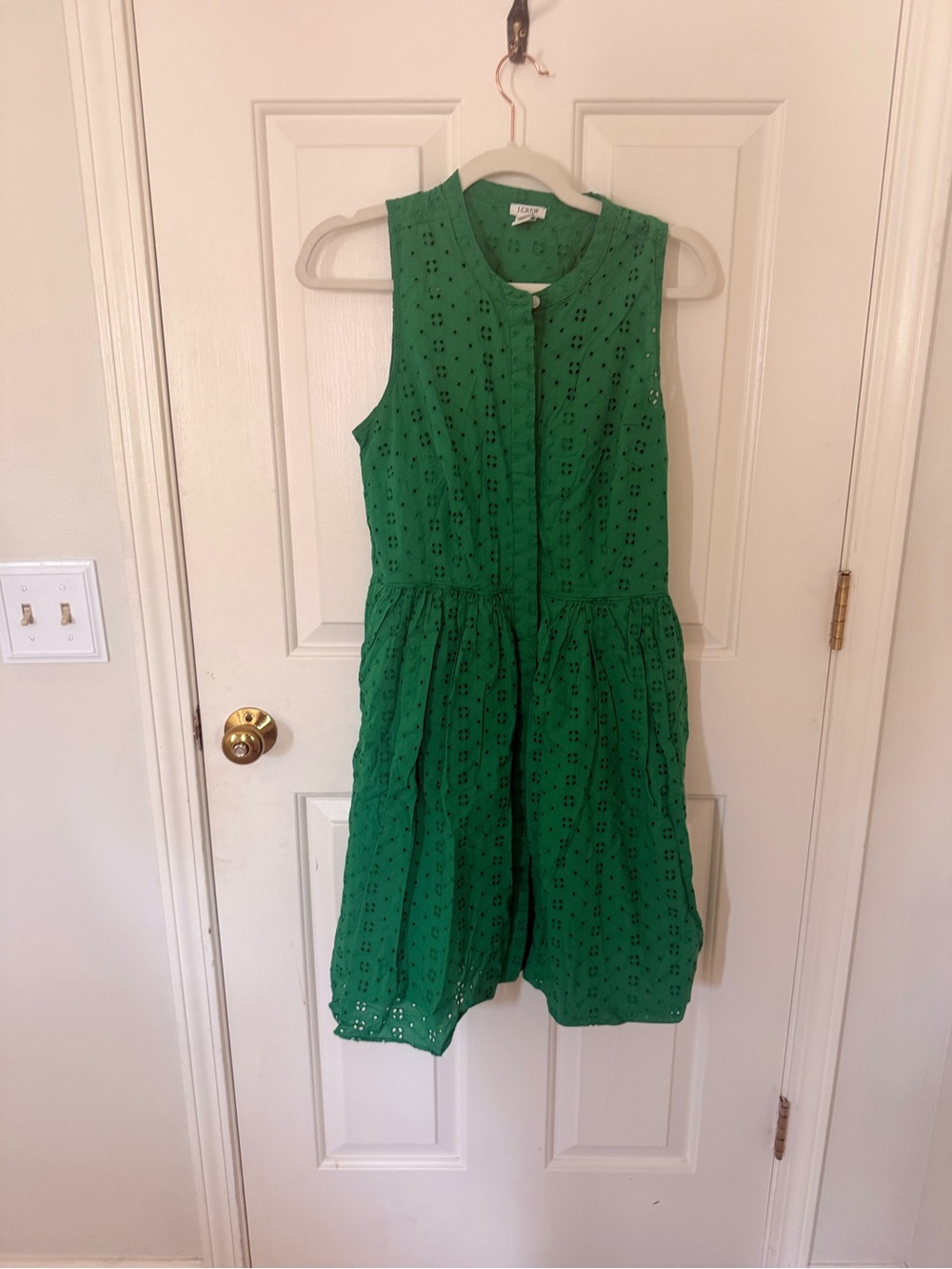J. Crew Emerald Eyelet Sleeveless Dress